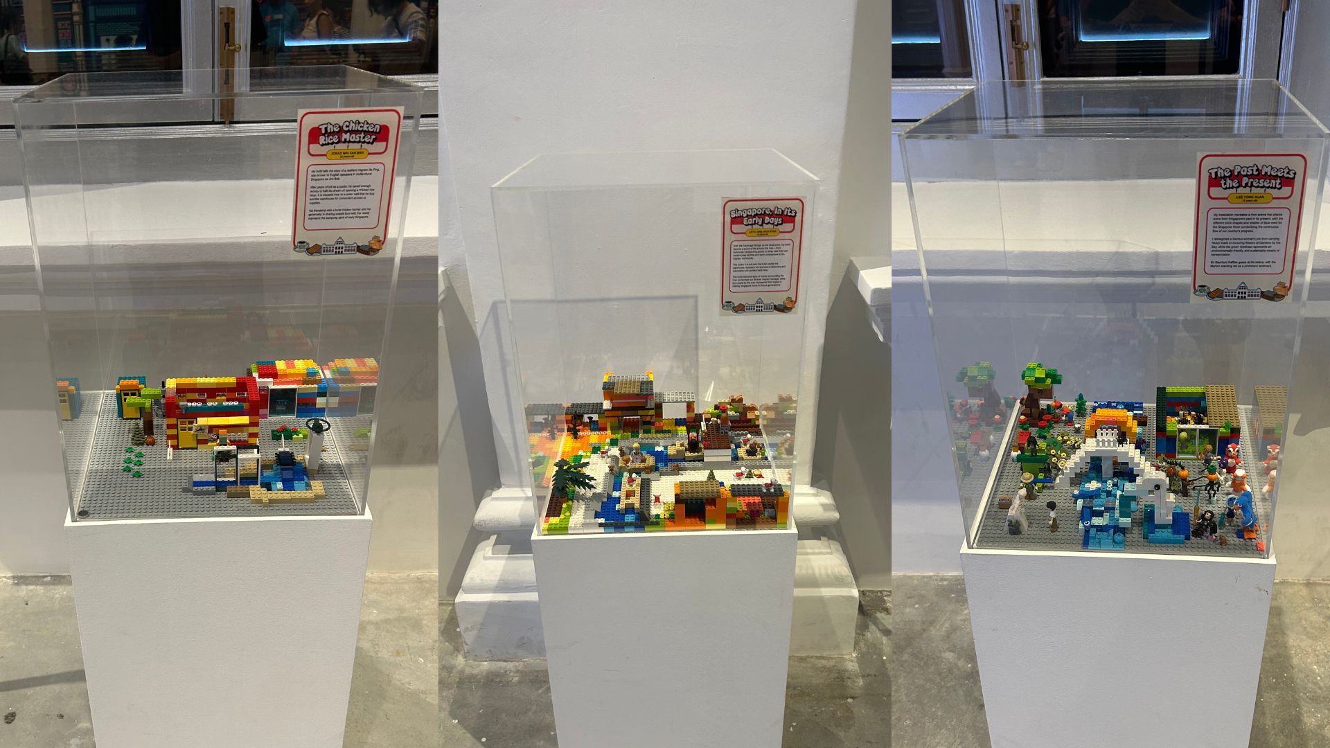 Second set of three LEGO mini-builds by CDAC students depicting Singapore's progress