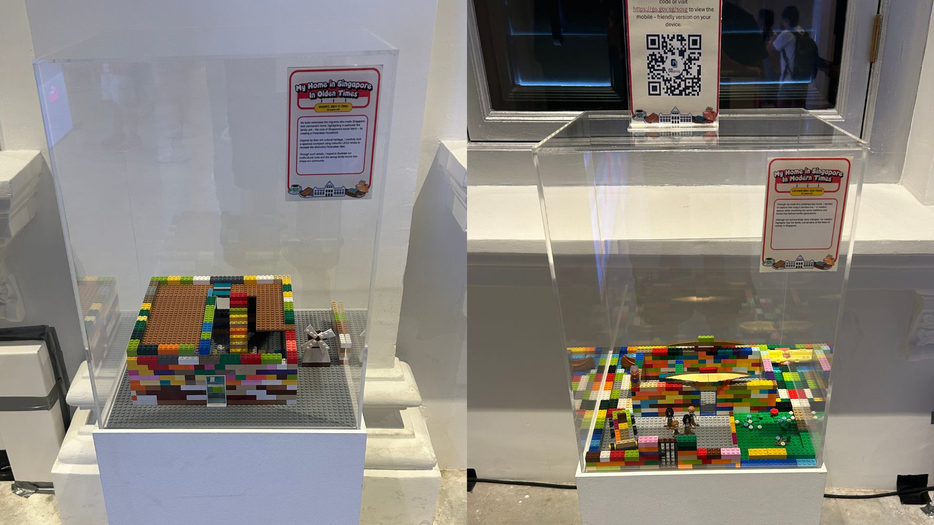 Final two LEGO mini-builds by CDAC students showing modern Singapore